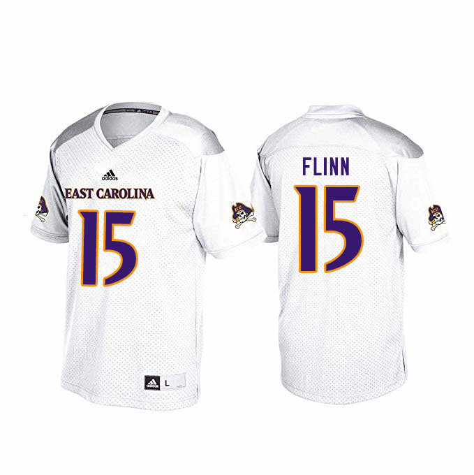 Men #15 Alex Flinn ECU Pirates College Football Jerseys Sale-White